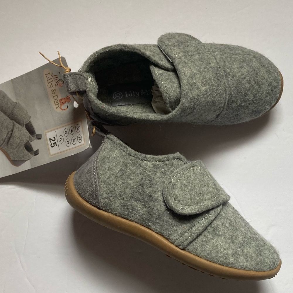 Lily & Dan grey wool felt shoes for toddlers size 25 (eu) / 2.5 -3 yr